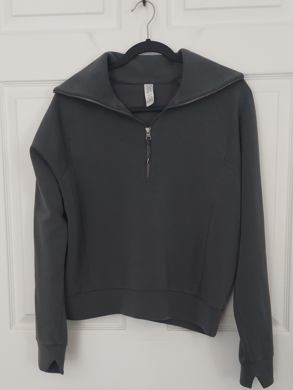 SPANX Womens Olive Green Half-Zip Pullover Sweatshirt Sz. L Extra Soft